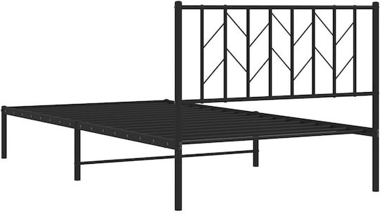 Halbgröße Metallbett Schwarz mit Lattenrost für Matratze 107x203cm