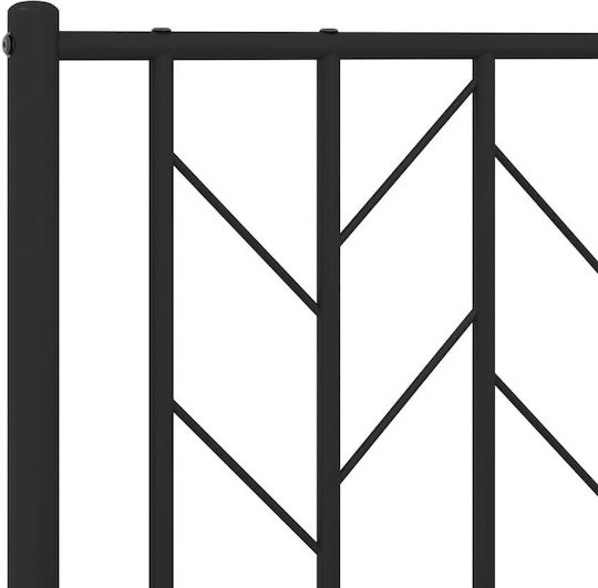 Pat King Size Metalic Negru Cu Plăci Pentru Saltea 183x213cm