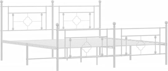 King Size Metallbett Weiß mit Lattenrost für Matratze 183x213cm