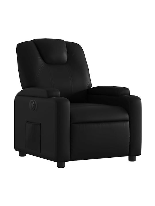 Relax Armchair with Footstool from Leatherette Black 74x88x97cm