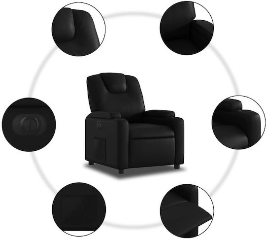 Relax Armchair with Footstool from Leatherette Black 74x88x97cm