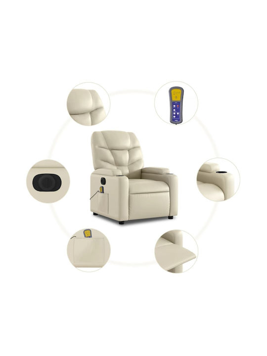 Relaxsessel Friseurwaschbecken mit Fußhocker aus Kunstleder Cream 74x89x100cm