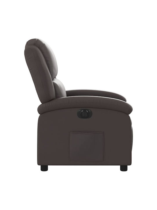 Fotoliu Relax cu Puf din Piele Naturală Maro închis 71x86.5x99.5cm