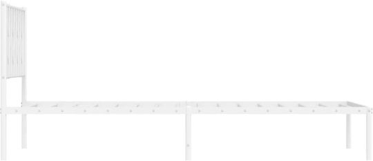 Pat Semi-dublu Metalic Alb Cu Plăci Pentru Saltea 107x203cm