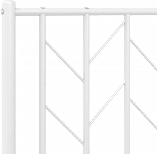 Pat Semi-dublu Metalic Alb Cu Plăci Pentru Saltea 107x203cm