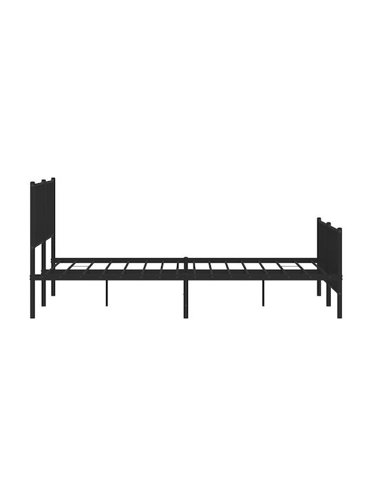 Bed King Size Metal Black with Slats for Mattress 193x203cm