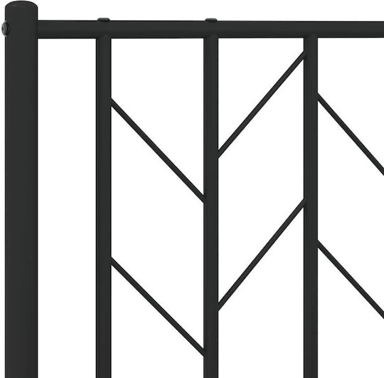 Κρεβάτι King Size Μεταλλικό Μαύρο με Τάβλες για Στρώμα 193x203cm