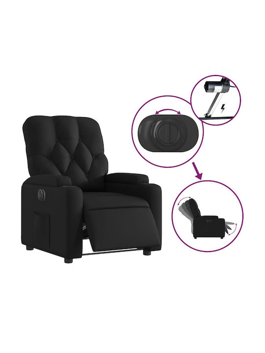 Relax Armchair with Footstool from Leatherette Black 74x86.5x93.5cm
