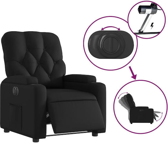 Fotoliu Relax cu Puf din Piele Ecologică Întuneric 74x86.5x93.5cm