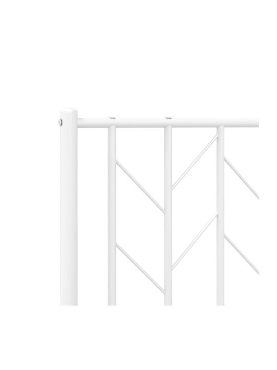 Bed King Size Metal White with Slats for Mattress 193x203cm