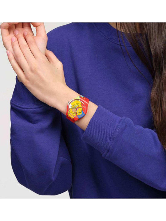 Swatch Swatch The Simpsons Ρολόι Μπαταρίας με Καουτσούκ Λουράκι Swatch Swatch The Simpsons Ρολόι Μπαταρίας με Καουτσούκ Λουράκι