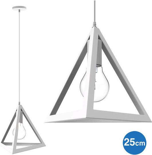 Bakaji Pendant Light White with Socket E27 25x25x25cm