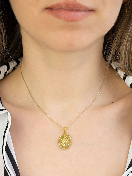 Kiriakos Gofas Pendant Kids Talisman Double Sided Konstantinato made of Gold 14K KN505