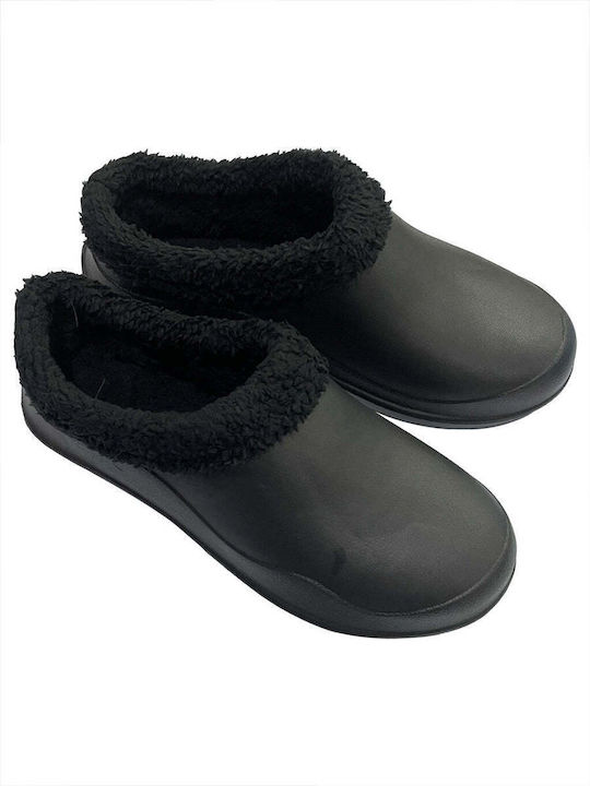 Ustyle Clogs with Fur Black