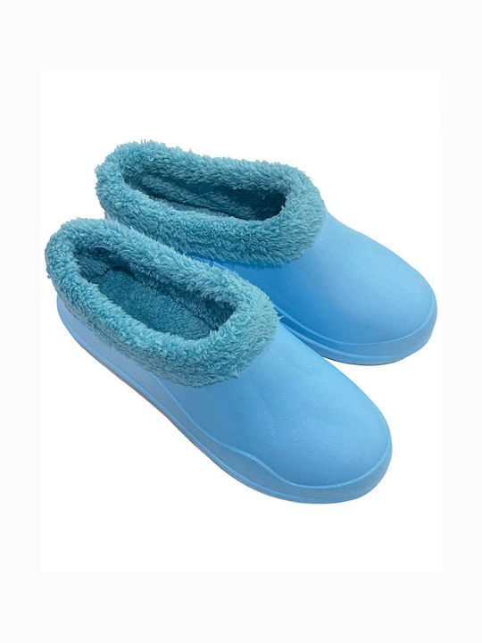 Ustyle Clogs with Fur Blue