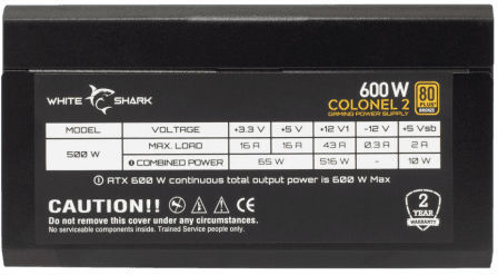 White Shark Colonel 2 600W White Computer Power Supply Full Modular 80 Plus Bronze