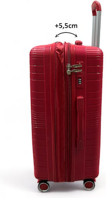 Olia Home Βαλίτσα Ταξιδιού Καμπίνας Κόκκινη με 4 Ρόδες Ύψους 55εκ.