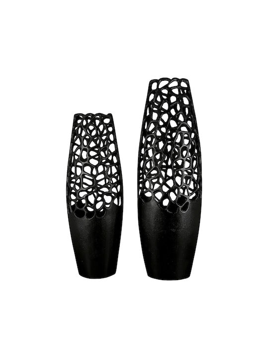 ArteLibre Decorative Vase Aluminum Black 19x49cm 1pcs