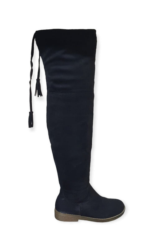 Envie Shoes Suede Over the Knee Women's Boots Black