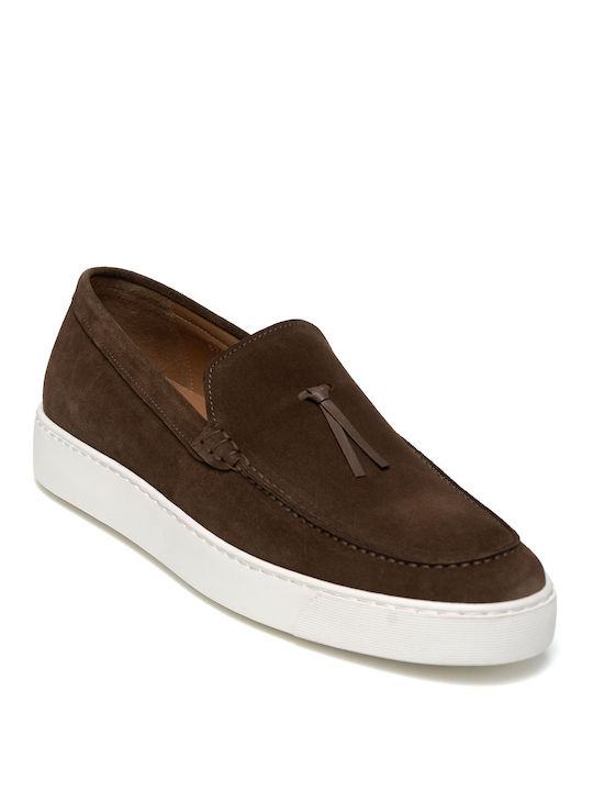 Perlamoda Men's Suede Moccasins Brown