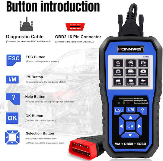 Konnwei Car Diagnostics Digital Tool OBD 2