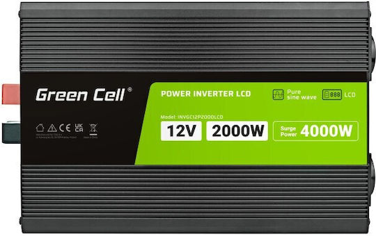 Green Cell Inverter Αυτοκινήτου Καθαρού Ημιτόνου για 12V DC
