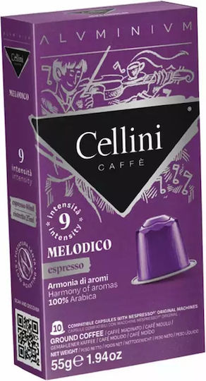 Cellini Kapseln Espresso Melodico Kompatibel mit Maschine Nespresso 10Mützen