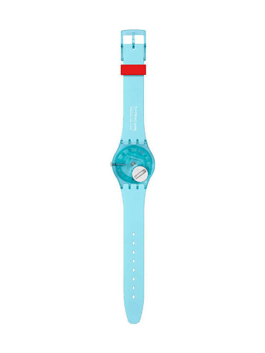 Swatch The Simpsons Angel Bart Γυναικείο Ρολόι 34mm Μπαταρίας με Γαλάζιο Καουτσούκ Λουράκι