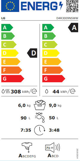 LG Πλυντήριο-Στεγνωτήριο Ρούχων 9kg/6kg Ατμού 1400 Στροφές
