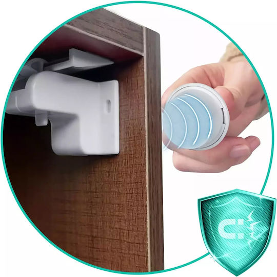 Ricokids Cabinet & Drawer Lock with Magnet made of Plastic in White Color 4pcs