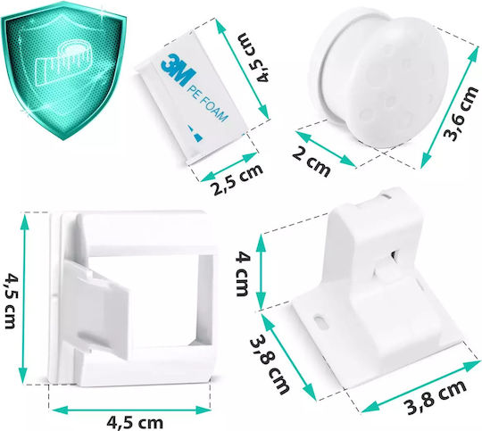 Ricokids Cabinet & Drawer Lock with Magnet made of Plastic in White Color 4pcs