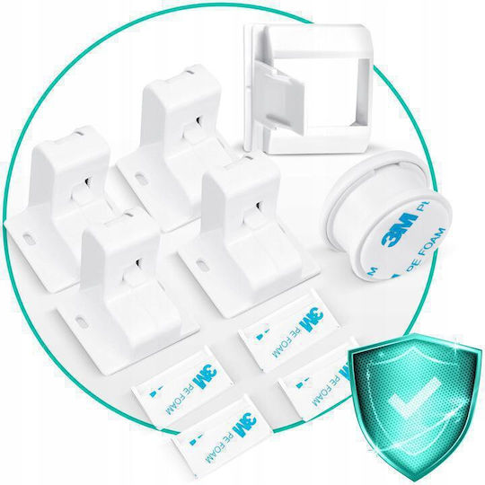 Ricokids Cabinet & Drawer Lock with Magnet made of Plastic in White Color 4pcs