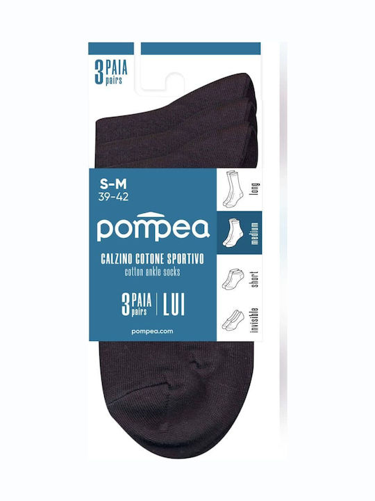 Pompea Bărbați Șosete cu Model Albe 3Pachet