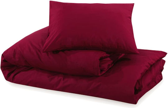 vidaXL Duvet Cover Set Cotton Queen with 2 Pillowcases 240x220 Bordeaux