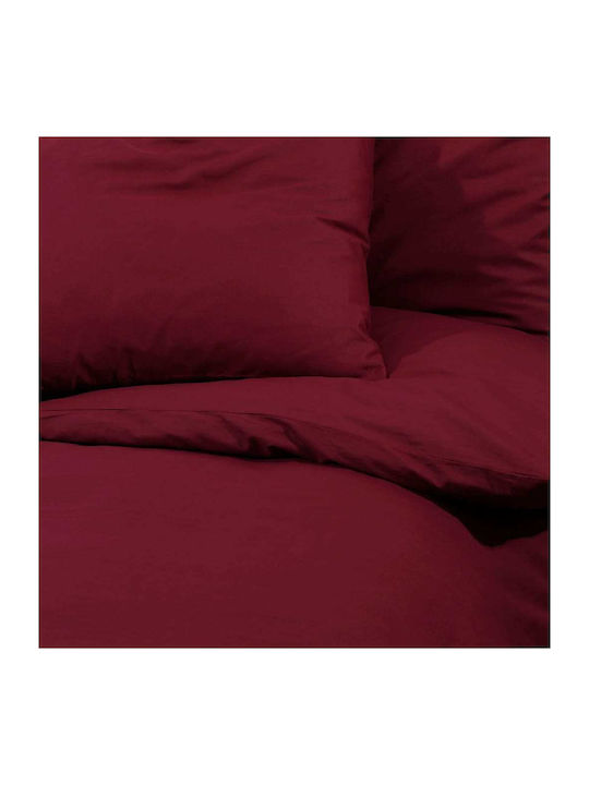 vidaXL Duvet Cover Set Cotton Queen with 2 Pillowcases 240x220 Bordeaux