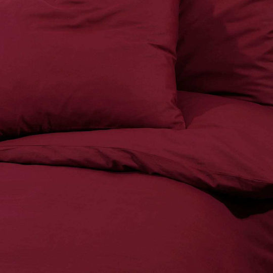 vidaXL Duvet Cover Set Cotton Queen with 2 Pillowcases 240x220 Bordeaux