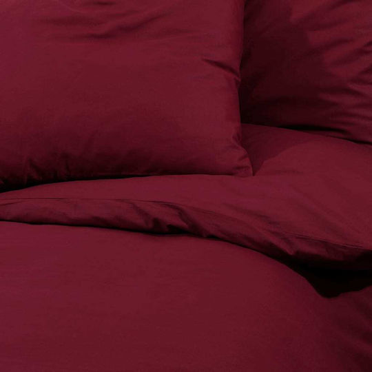 vidaXL Duvet Cover Set Cotton Queen with 2 Pillowcases 240x220 Bordeaux