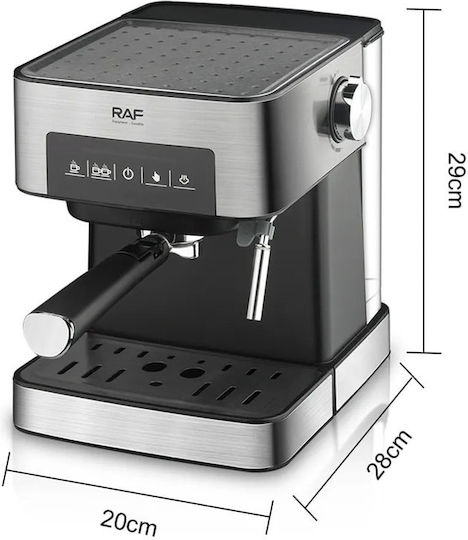 Raf Μηχανή Espresso 850W Πίεσης 15bar Ασημί R.136