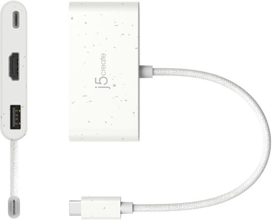 J5 Create Μετατροπέας USB-C male σε USB-C female Λευκό 1τμχ JCA379EW