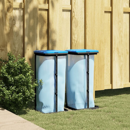 vidaXL Βάση Στήριξης για Σακούλα Πλαστική 28x28x65εκ. 2τμχ Μαύρο/Μπλε