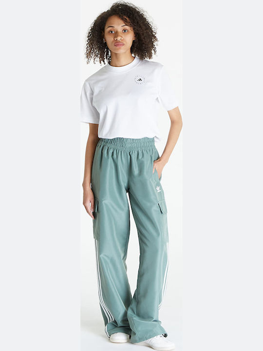 Adicolor 3-Stripes Women's Fabric Cargo Pants with Rubber Band in Loose Fit Green