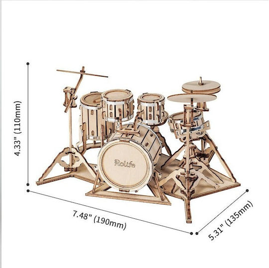 Rolife Παιχνίδι Κατασκευών Ξύλινo Robotime Drum για Παιδιά 8+ Ετών