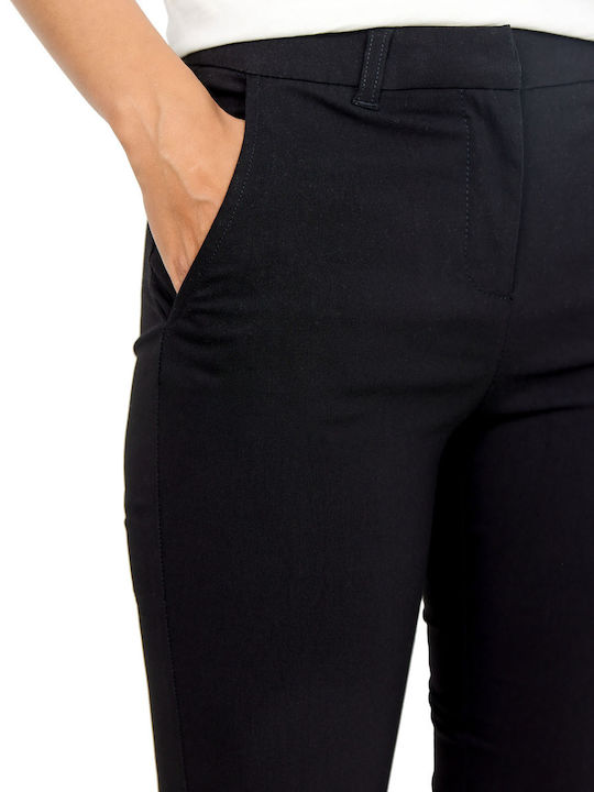 Damen Stoff Capri Hose in Schlanker Passform Black