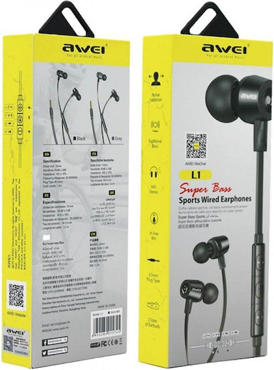 Awei L1 In-ear Handsfree Ακουστικά με Βύσμα 3.5mm Μαύρο