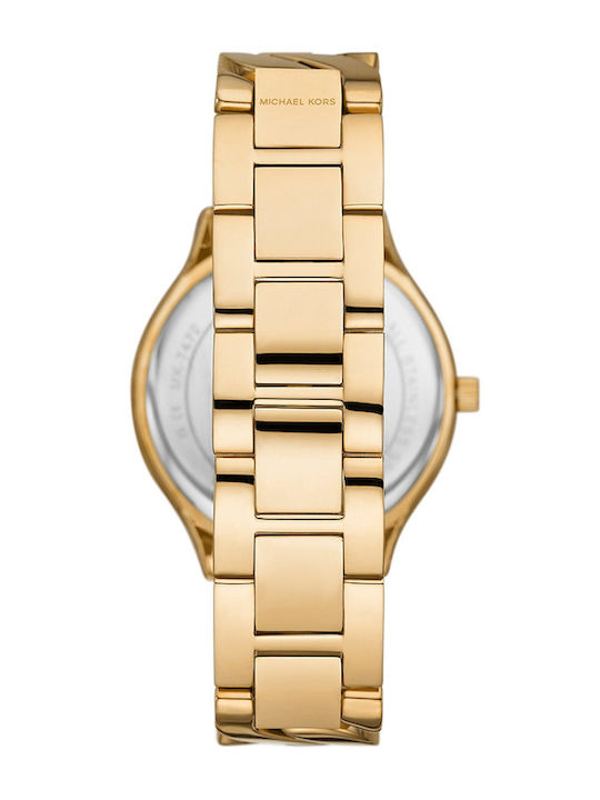 Michael Kors Slim Γυναικείο Ρολόι 38mm Χρονογράφος Μπαταρίας με Χρυσό Μεταλλικό Μπρασελέ