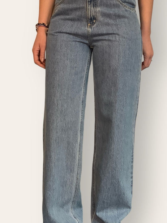 Enza Women's High-waisted Fabric Trousers Light Blue