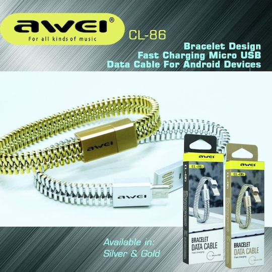Awei Regular USB-A la Cablu Lightning Auriu 0.2m (05002WCL50CL)