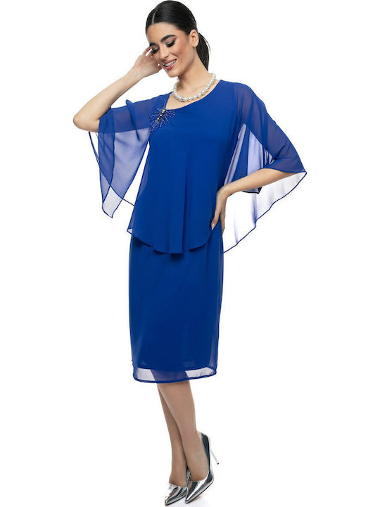 Airy Midi Dress for Wedding - Christening Blue