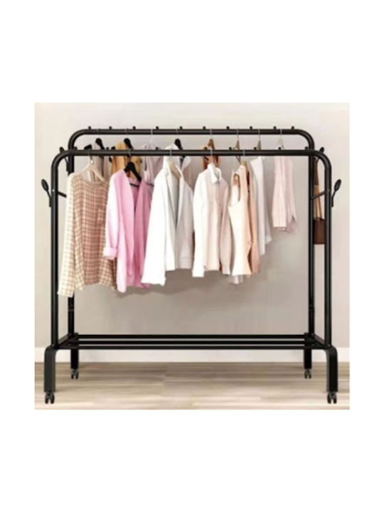 Factory Wheeled Floor Garment Rack made of Metal Black 110x57x150cm