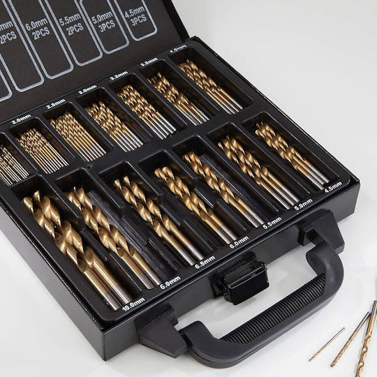 Set of 100 Drills HSS with Cylindrical Shank for Metal